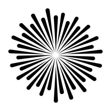 Yıldız, yuvarlak element, yarım ton ışınları beyaz arkaplanda izole edilmiş. Siyah logo. Geometrik şekil. 