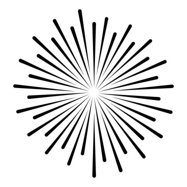 Yıldız, yuvarlak element, yarım ton ışınları beyaz arkaplanda izole edilmiş. Siyah logo. Geometrik şekil. 