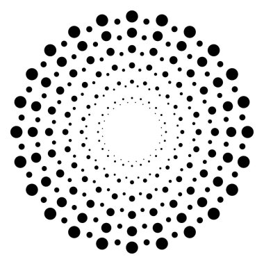 Ekran yazdırma kalıbı. Parlak çerçeve. Soyut girdap. Dairesel desen. Pop art round yarım ton çerçeve beyaza izole edilmiş. Soyut girdap, göz küresi. Noktalı parmak izi. 