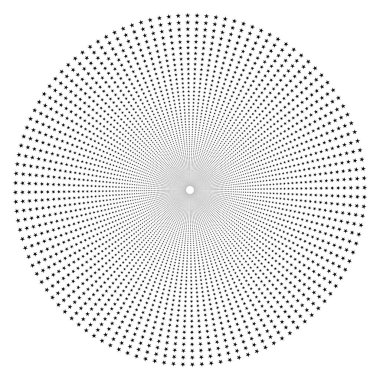 Yıldızlı ekran baskı deseni. Parlak çerçeve. Dairesel desen. Pop art round yarım ton çerçeve beyaza izole edilmiş. Yıldız izi.
