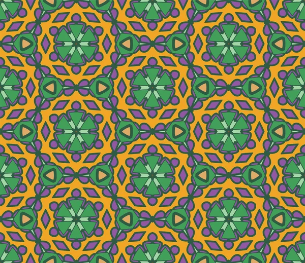 Abstraktes Buntes Doodle Mit Nahtlosem Muster Floraler Geometrischer Hintergrund Mosaik — Stockvektor