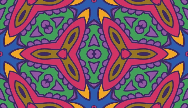 Abstraktes Buntes Doodle Mit Nahtlosem Muster Floraler Geometrischer Hintergrund Mosaik — Stockvektor