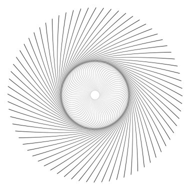 Yıldız, yuvarlak element, arka planda izole edilmiş yarım tonlu ışın kartı. Geometrik doğrusal poster.