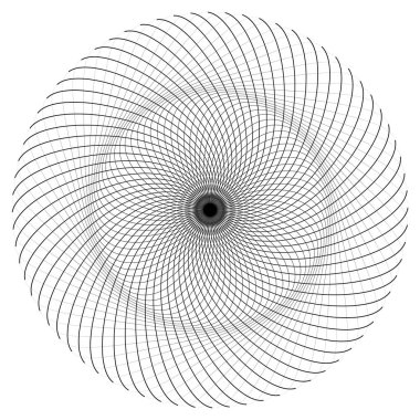 Soyut doğrusal rosette beyaz arkaplanda izole edilmiş. İnce çizgi logosu. Geometrik şekil. 