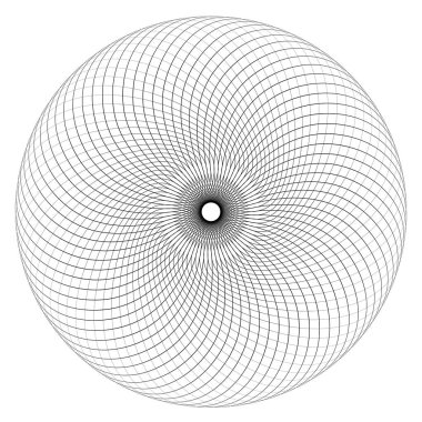 Soyut doğrusal rosette beyaz arkaplanda izole edilmiş. İnce çizgi logosu. Geometrik şekil. 