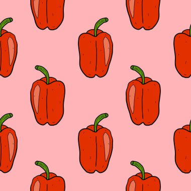 Çizgi film karalaması doğrusal bibersiz desen. Elle çizilmiş sebze arka planı çocuksu.