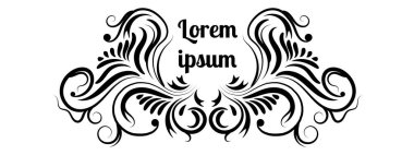 Tasarım, girdap, kıvrım ve bölme için soyut renkli kıvırcık element. Fantezi siyah kıvırcık çiçekli şekiller. Kart. logo.