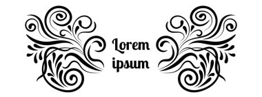 Tasarım, girdap, kıvrım ve bölme için soyut renkli kıvırcık element. Fantezi siyah kıvırcık çiçekli şekiller. Kart. logo.