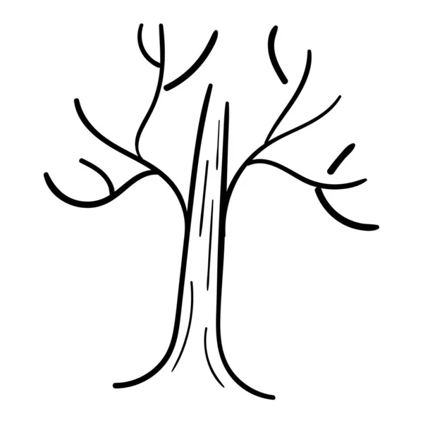 Dessin Animé Arbre Dessiné Main Isolé Sur Fond Blanc Style — Image vectorielle