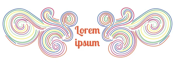 Tasarım, girdap, kıvrım ve bölme için soyut renkli kıvırcık element. Çok renkli, ince kıvırcık şekilli fantezi. Kart. logo.