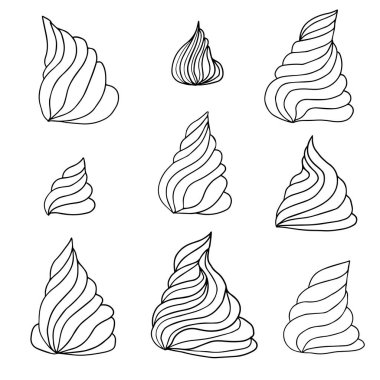 Pastalar için güzel bir krema. Dondurma gülleri beyaz arka planda izole edilmiş..