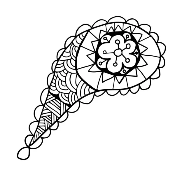 Carino Doodle Paisley Floreale Isolato Sfondo Bianco Elemento Floreale Ornamentale — Vettoriale Stock