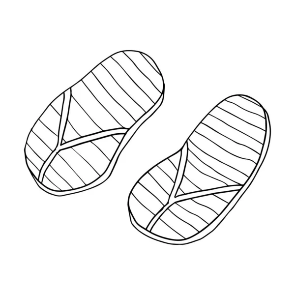 Abstract Doodle Rubber Sandalen Voor Een Strand Zwembad Geïsoleerd Witte — Stockvector