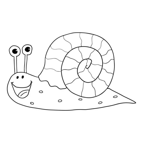 Cartoon Doodle Linéaire Escargot Heureux Isolé Sur Fond Blanc — Image vectorielle