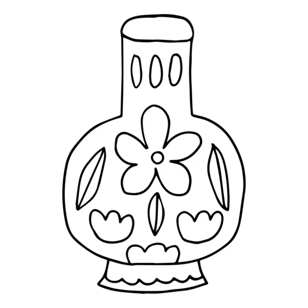 白い背景に隔離されたかわいい漫画の落書き空の花器 花瓶のスケッチ ストックベクター