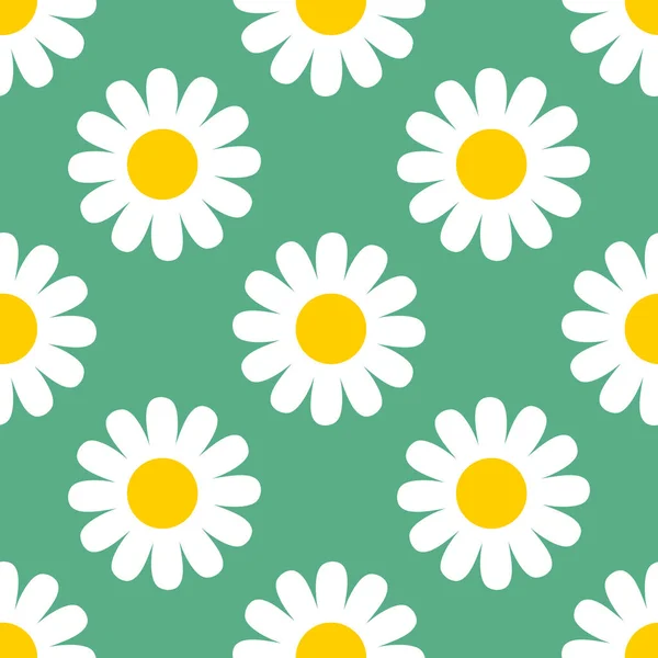 Abstrakte Weiße Kamillenblüte Flachem Nahtlosem Muster Floral Daisy Wiese Polka — Stockvektor