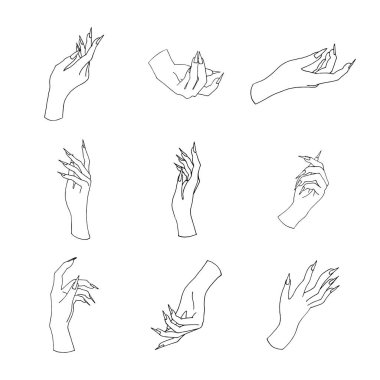 Ellerin el çizimi vektör illüstrasyonu