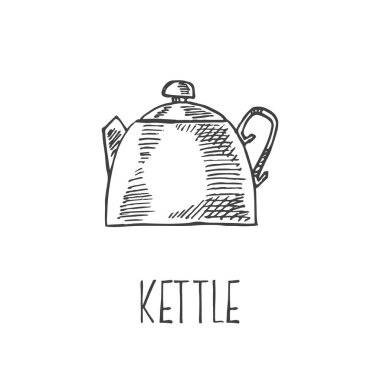 Su için el çizimi vektör metal çaydanlık aracı