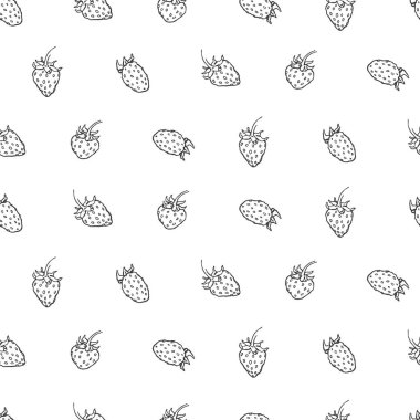 El çizimi yabani çilek bahçesi deseni
