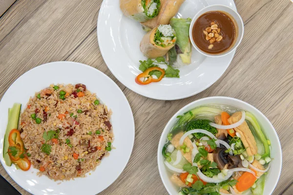 Pilihan Dari Berbagai Roti Gulung Tahu Vietnam Nasi Goreng Dan — Stok Foto