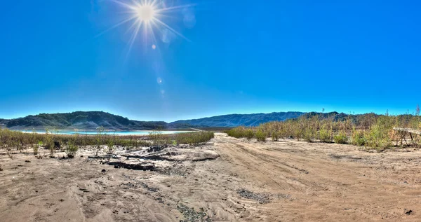 빈티지, 진흙도 건너 마른 호수 침대. — 스톡 사진
