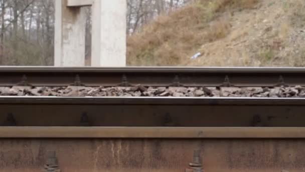 Ράγες κάμπτοντας όταν τρένο που διέρχεται — Αρχείο Βίντεο