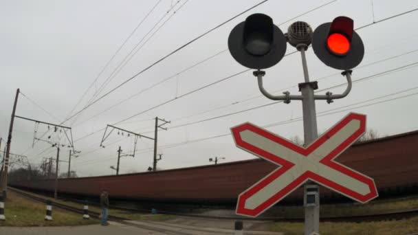 Crossing Timelapse ferroviário — Vídeo de Stock