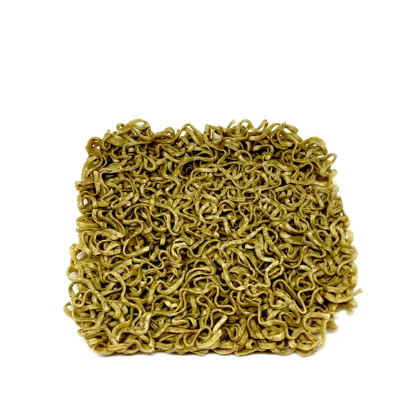 Instant noodles or green noodles, isolated on white background