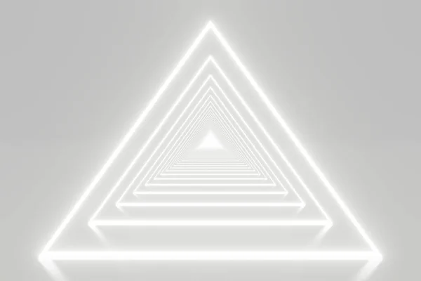 Weergave Van Shining Neon Driehoek Licht Effect Met Gloeiende Lijnen — Stockfoto