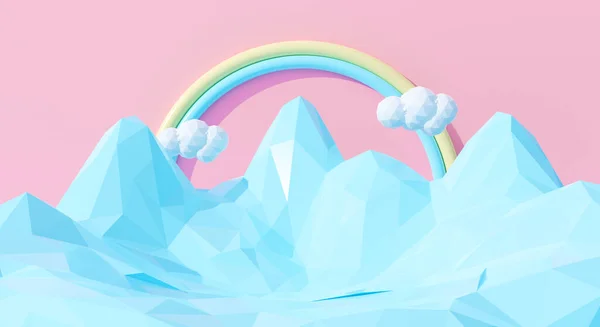 Resumen Lindo Arco Iris Cielo Dibujos Animados Paisaje Escena Fondo — Foto de Stock