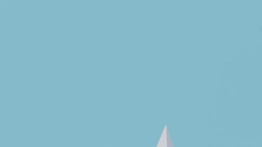 Sevimli 3D animasyon arka planı dağlı mavi beyaz. Düşük polimer kış manzaralı kar. 3840x2160 için 4k video 3D görüntüleme. Soyut hareket grafik tasarımı. 