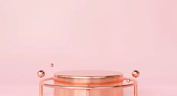 Pedestal Rendering Podium Stand Pink Pastel Background Abstract Geometric Shapes — Foto de Stock