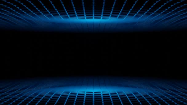 3D动画蓝色抽象背景霓虹灯发光。4k3d渲染视频环路背景，空白空间，横幅设计。美丽的黑线艺术在运动图形。网络、数据和数字. — 图库视频影像