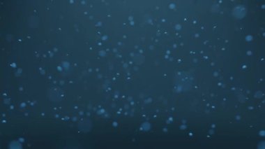Bokeh parıldayan açık mavi soyut hareket grafiğinin 3 boyutlu animasyon arka planı. Kusursuz döngü. Kutlama partisi, afiş şablonu ve fon tasarımı için 4K 3D sunum. Koyu kar yağan gece.