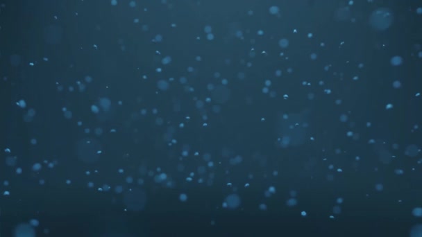 3d fondo de animación de bokeh brillante gráfico de movimiento abstracto azul claro. Lazo sin fisuras. Representación 3D 4k para fiesta de celebración, plantilla de banner y diseño de telón de fondo. Nieve oscura cayendo noche. — Vídeos de Stock