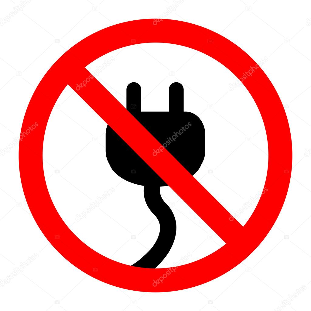 No plug sign label vector and no power energy symbol — Stock Vector