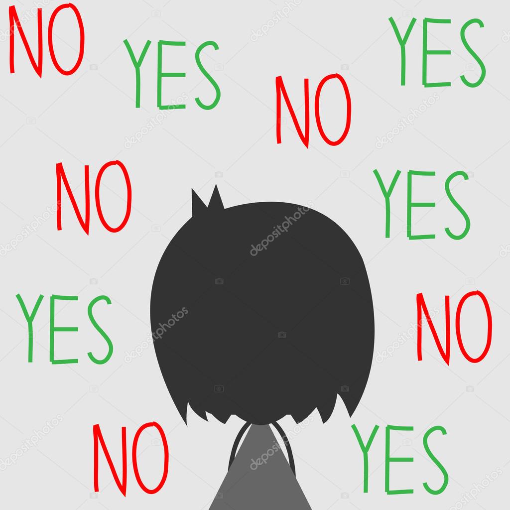 Vector businessmen think before the decision with yes or no choice, Illustration EPS10