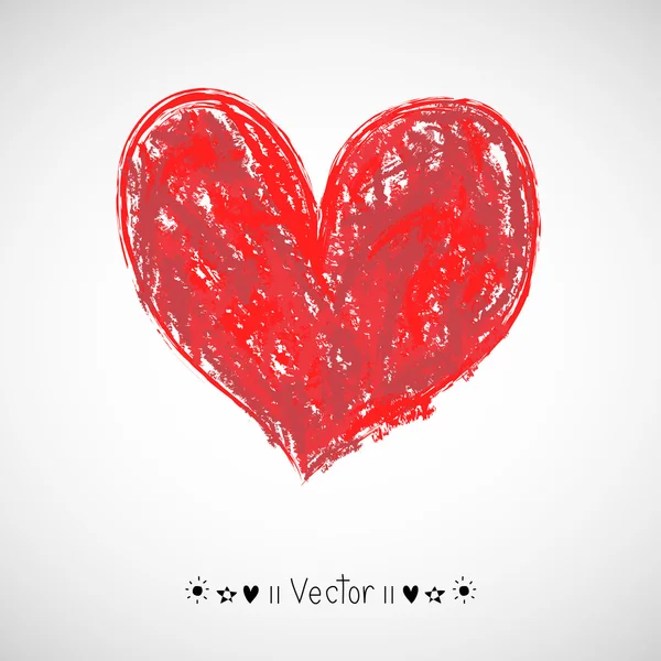 Vetor desenhado à mão coração vermelho pintado — Vetor de Stock