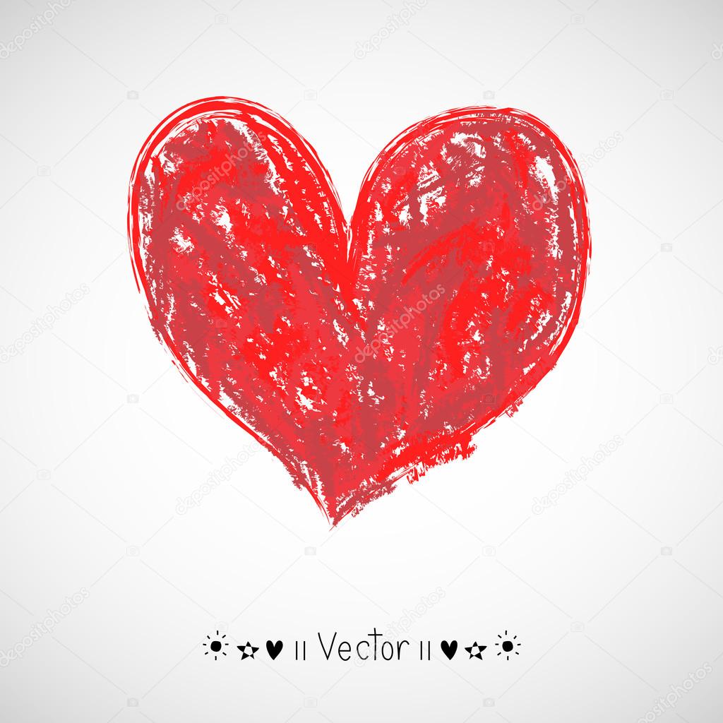 Vector hand-drawn painted red heart