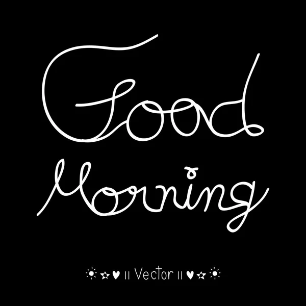 Vector good morning, hand lettering text, handmade calligraphy — Stock Vector