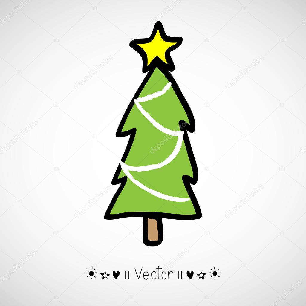 Vector hand drawn christmas tree icon, Illustration EPS10
