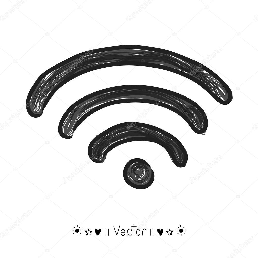Vector wifi sketch icon for web and mobile. Hand drawn, Illustration EPS10