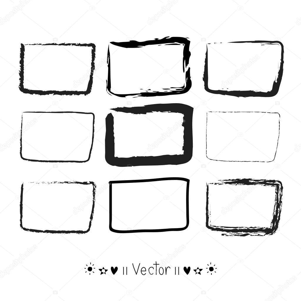 vector set hand drawn rectangle felt tip pen objects text box and
