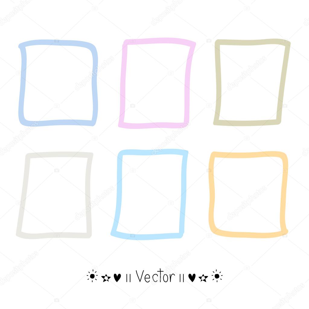 Vector set hand drawn rectangle, felt-tip pen objects. Text box and frames, Illustration EPS10