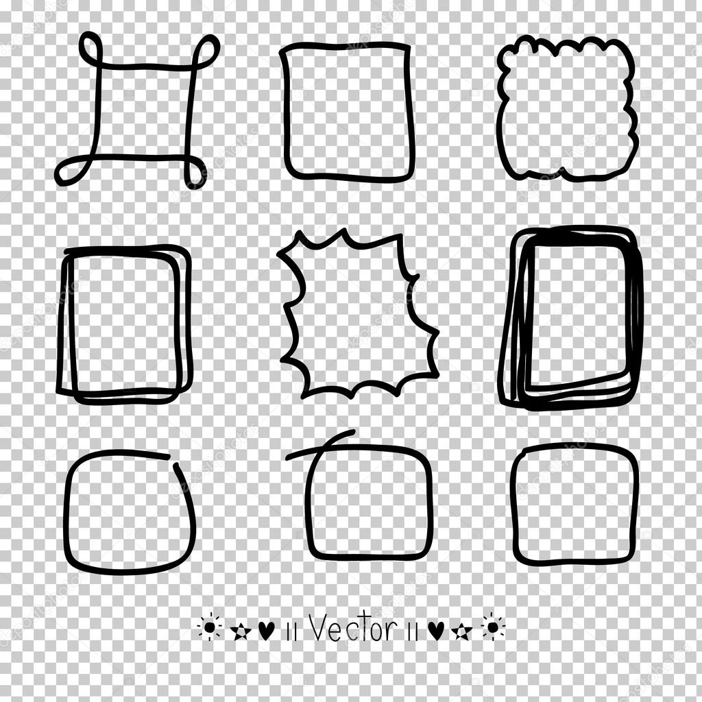 Vector set hand drawn rectangle, felt-tip pen objects. Text box and frames, Illustration EPS10