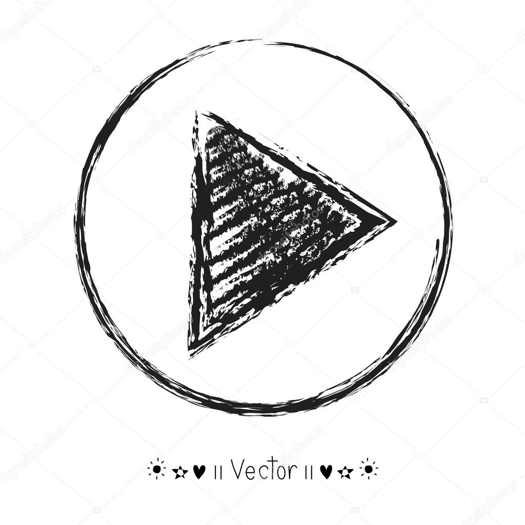 Vector Hand Drawn Play Icon, Sketch Symbol. Illustration EPS10