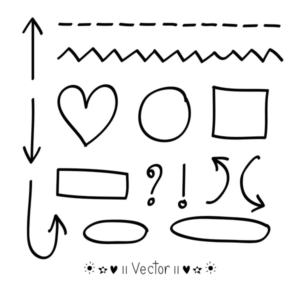 Nyíl körök és absztrakt firka írás design vektor készlet — Stock Vector