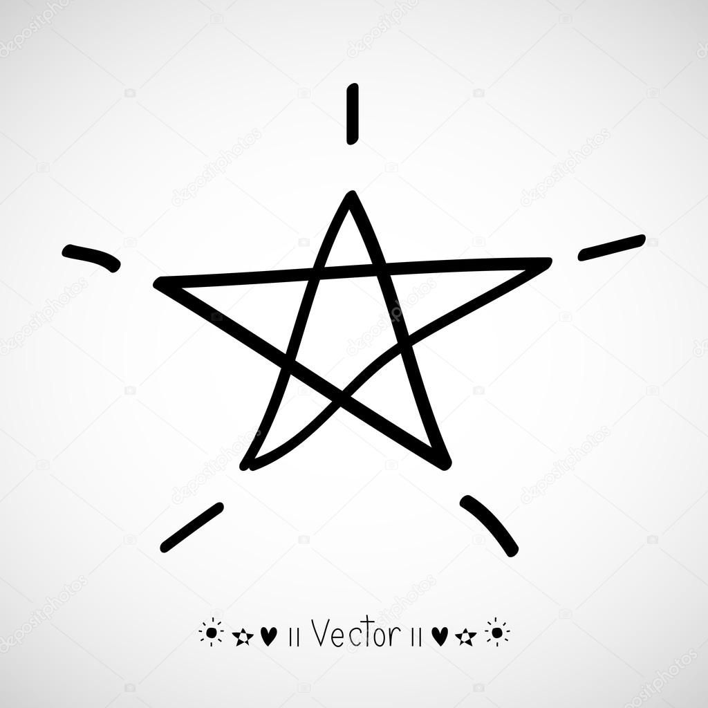 Set of hand drawn stars on background. Vector illustration