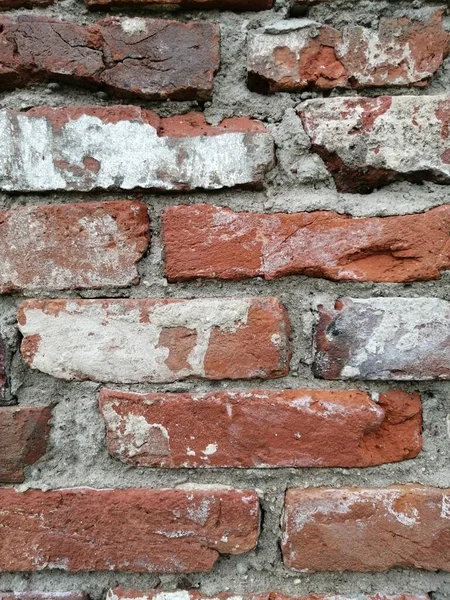 Beautiful Background Texture Old Brickwork Wall Destroyed Putty Dark Orange — Stock Photo, Image