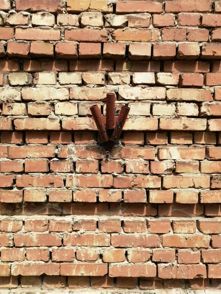 Beautiful Old Light Brick Background Empty Flag Bracket — Stock Photo, Image